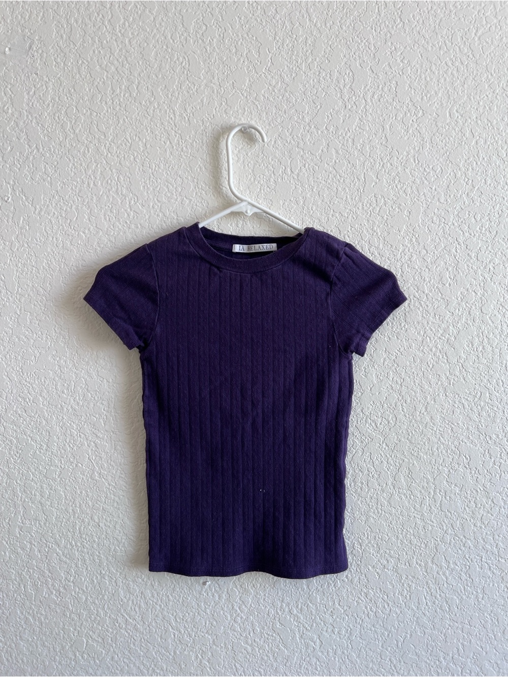 La Hearts Plum Ribbed Short Sleeve Tee